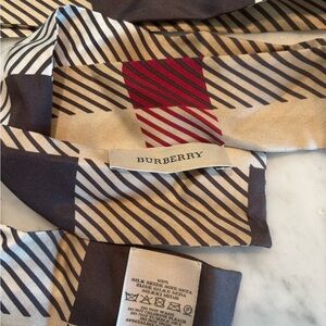 Burberry Striped Scarf in Red, Cream, and Gray